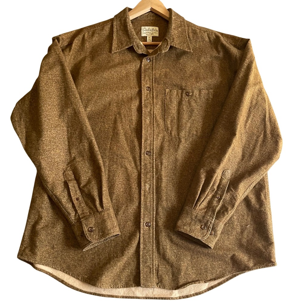 Cabelas Flannel Shirt Mens XL Brown Outdoor Rugged Heavy Chamois Earthy Hunting